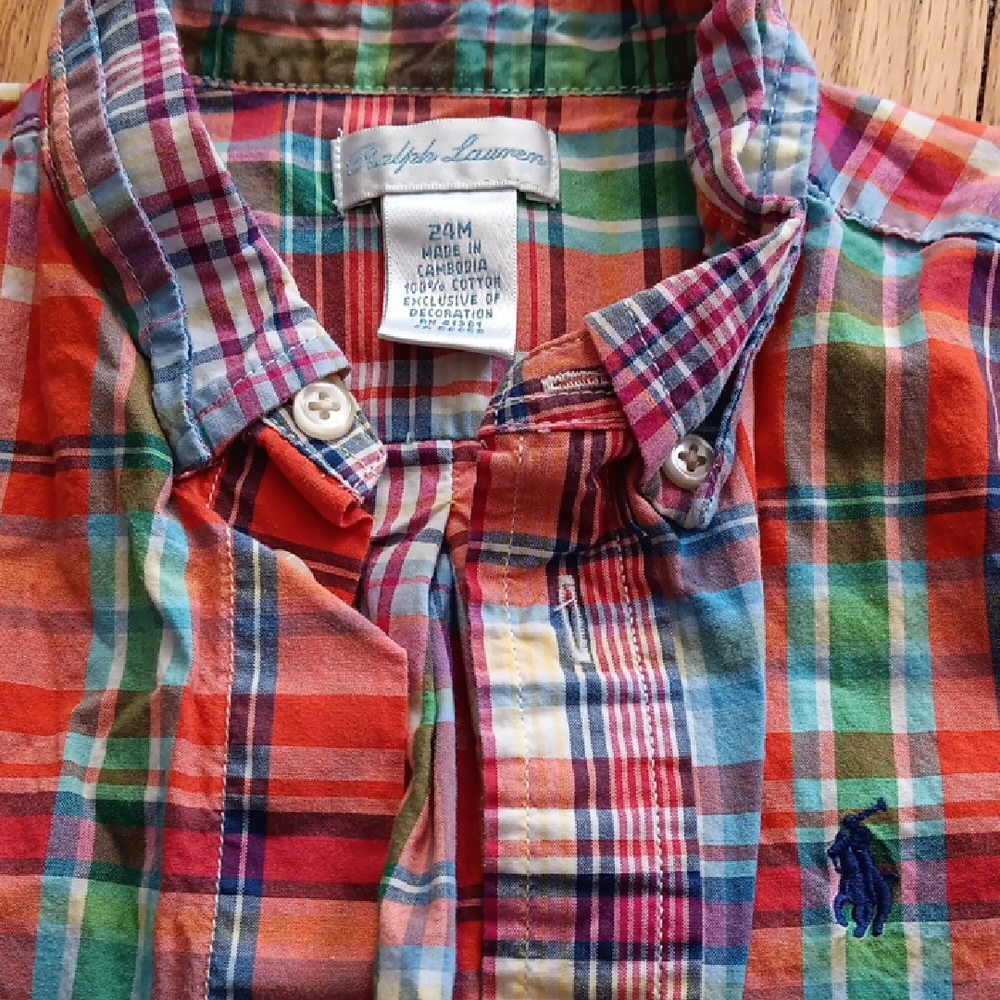 Ralph Lauren Multicolor Plaid Shirt Sz 24 Months 2T